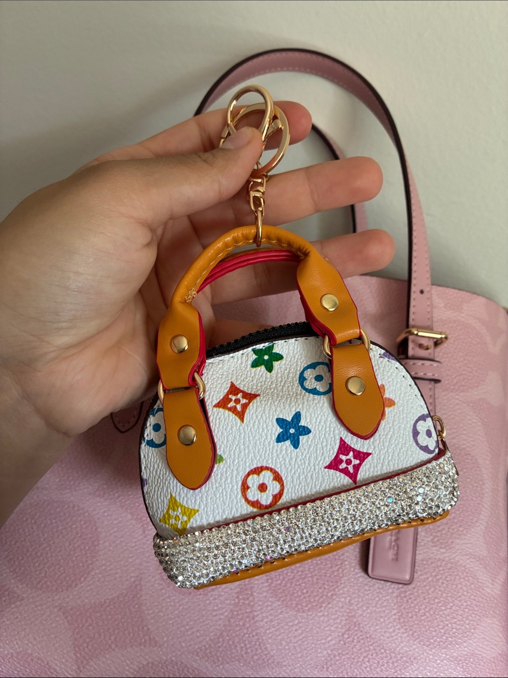 Mini Multicolor Monogram Charm Bag Keychain - Picture 2 of 6